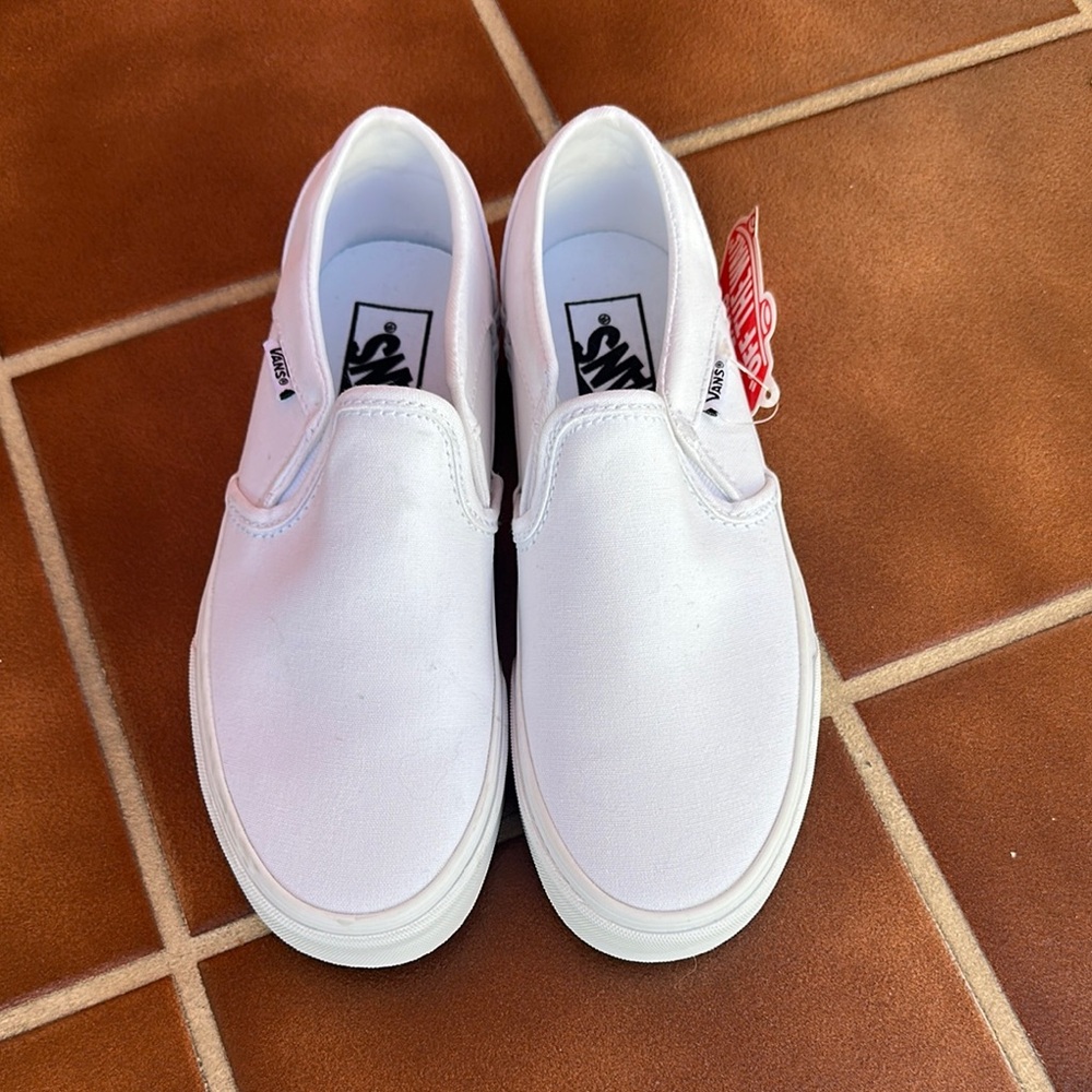 Vans White Slip-On Shoes